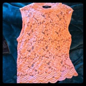 See through blush crop top